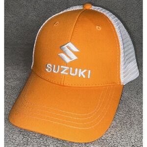 Suzuki‎ Trucker Hat Fishing Mesh Cap Orange Snapback OS Unisex Adult
